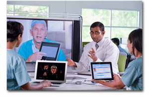 Medical professionals videoconferencing